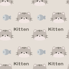 Cute little grey cat Pattern Design