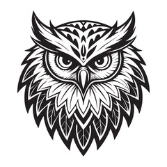 Stylized Owl Face Logo in Black and White – Geometric Vector Design