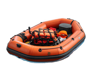  &ldquo;Rescue Raft Floating on Water, isolated on a transparent background&rdquo;.