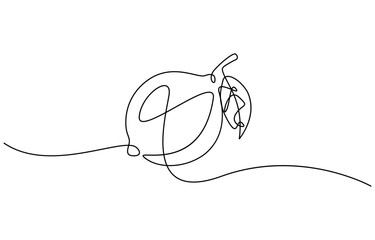 Lemon fruit continuous one line drawing minimalism design. Editable vector