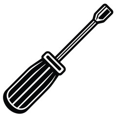 Black and white illustration of a screwdriver tool