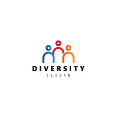 Diversity Connected People Team Work Colorful Logo Vector Icon Illustration.