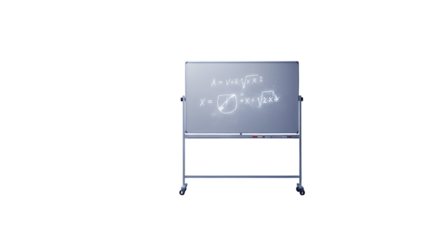 Whiteboard with complex mathematical equations isolated on transparent background, showcasing the intricacies of calculus, algebra, and geometry, ideal for educational content, scientific research, an