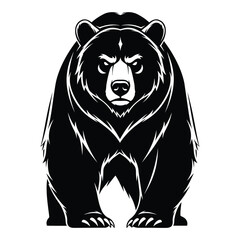 Powerful grizzly bear standing fiercely front facing wildlife symbol bold design silhouette