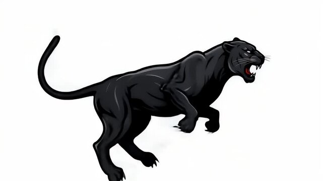 Majestic Black Panther in Motion: A Powerful Leap