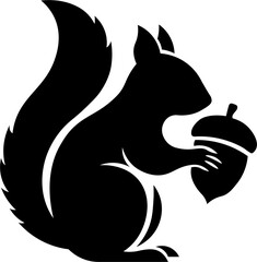 Squirrel Holding Acorn Silhouette