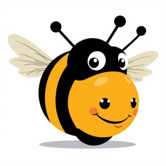 Obraz premium Friendly Bee's Happy Smile: An adorable animated bee with a cheerful expression and inviting smile, set against a clean backdrop, embodies the essence of joy and lightheartedness.