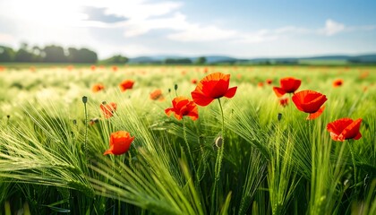 Poppy field at golden hour