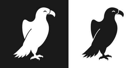 Simple vector illustration of a bald eagle depicted in black and white colors