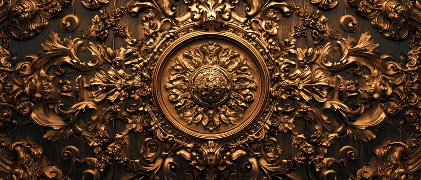 Intricate bronze ornamentation rococo style decorative background texture