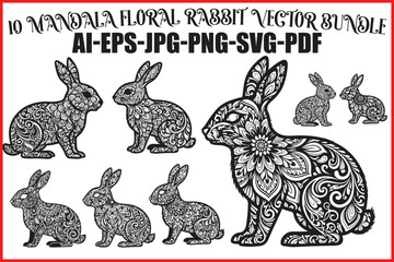 Mandala Floral Rabbit Bundle