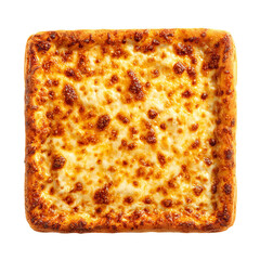 Delicious Thick Cheese Pizza in Square Shape Top Shot
