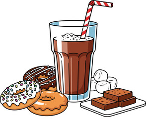 Fun Chocolate Milk Scene with Straws and Snacks