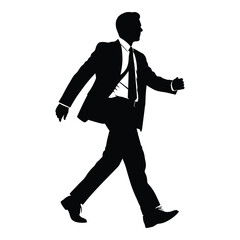 Silhouette of a businessman in a suit walking confidently forward silhouette