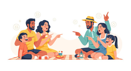Joyful Family Gathering Laughing And Pointing Together At A Delightful Picnic