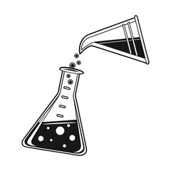 Obraz premium Laboratory Chemistry Vector Illustration with Beaker Pouring Liquid into Flask Science Icon