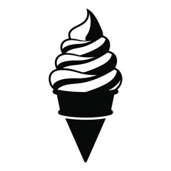 Classic soft serve ice cream cone icon silhouette for sweet treats and summer delights silhouette