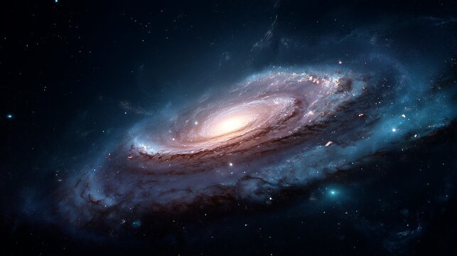 Stunning spiral galaxy in deep space with glowing stars and cosmic dust. Concept of astronomy, science, universe, cosmos, exploration, technology, time, energy, and futuristic design. - Powered by Adobe