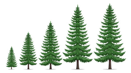 Obraz premium Group of fir trees isolated on transparent background