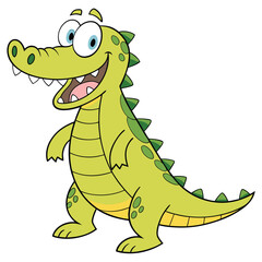 Fototapeta premium Cute cartoon crocodile character Isolated vector illustration on white background.