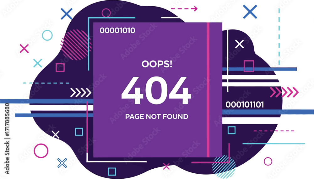 Poster error page not found design with abstract background