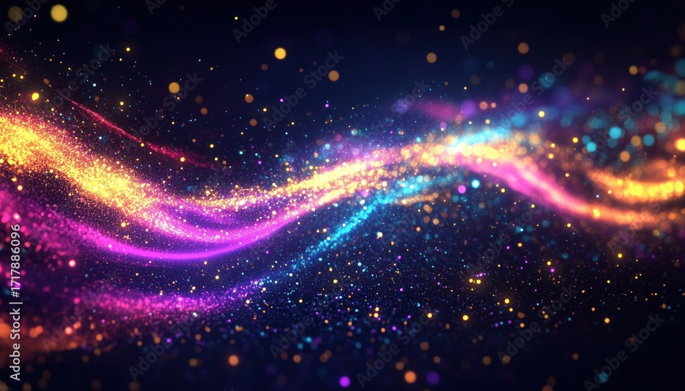 Poster enchanting sparkles: a mesmerizing display of cosmic rays and glittering magic in the dark with spee