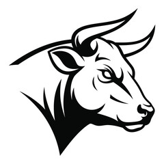 Powerful bull head silhouette majestic animal symbol strong livestock mascot icon graphic silhouette