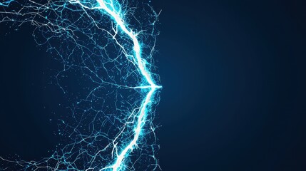 Electric Blue Lightning Bolt with Abstract Background for Digital Art and Design