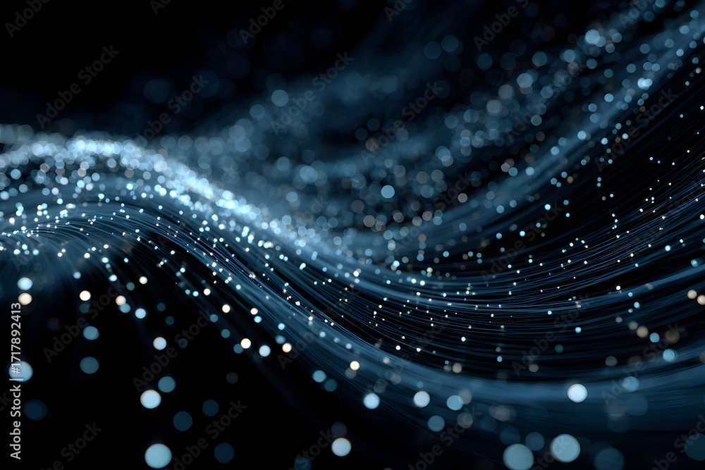 Poster abstract blue digital technology background of dots and lines. concept for neural network, cybersecu