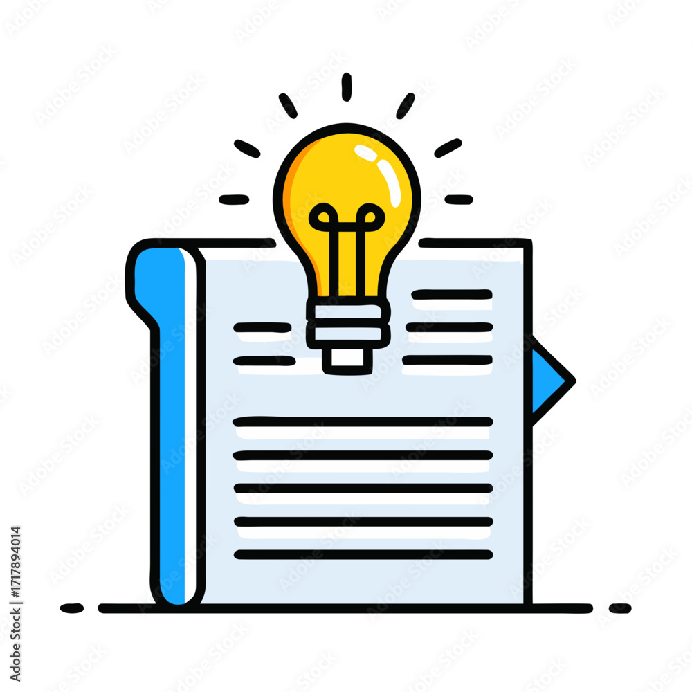 Poster creative idea generation concept with lightbulb and document for innovation brainstorming and planni