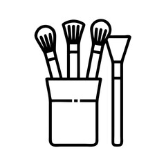 Makeup brushes set in holder beauty product cosmetics tools for applying foundation eyeshadow and blush artist