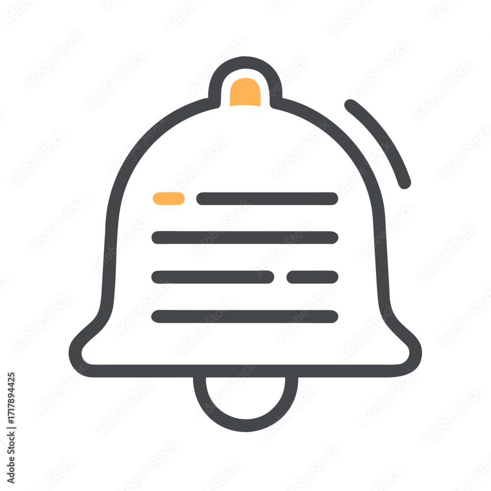 Poster bell notification icon for social media alert reminder and message update with sound and attention s
