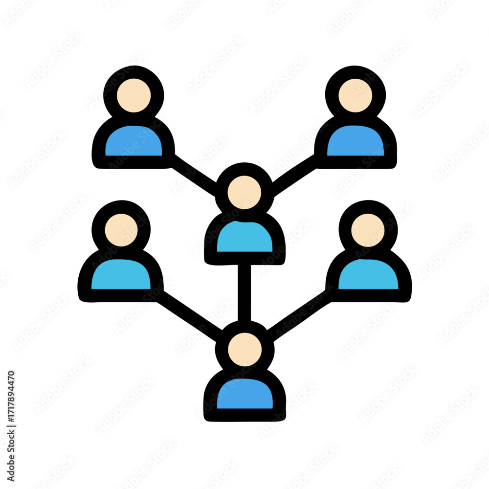 Aufkleber organization chart diagram showing hierarchy and team structure for business management and social n