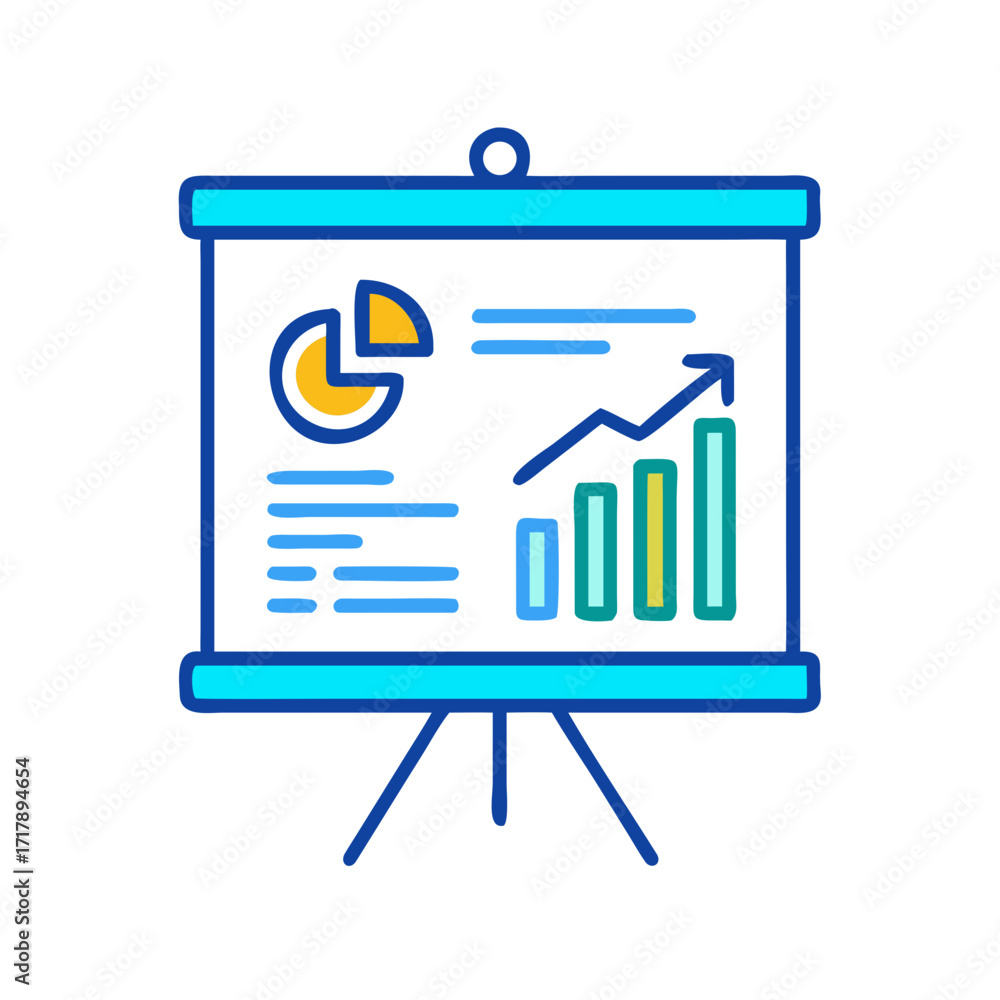 Aufkleber business presentation chart and graph data analysis on whiteboard for company financial report meeti