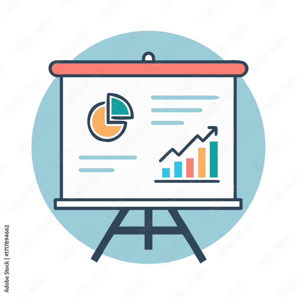 Poster presentation board with business graph and pie chart for data analysis and financial report presenta