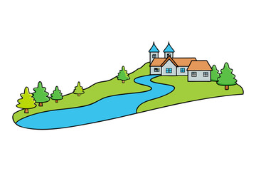 fairy tale castle vector illustration