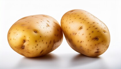 Two Fresh Raw Potatoes Isolated On Transparent Background