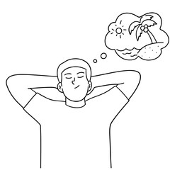 young men dreaming go to the beach