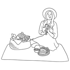 Young woman having a picnic