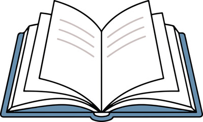 Cartoon Open Book Illustration with Pages and Text Lines