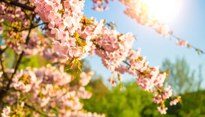 Spring blossoms in a sun-drenched garden