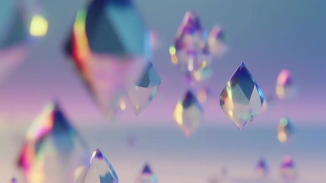 Abstract iridescent polygonal shapes in soft pastel colors