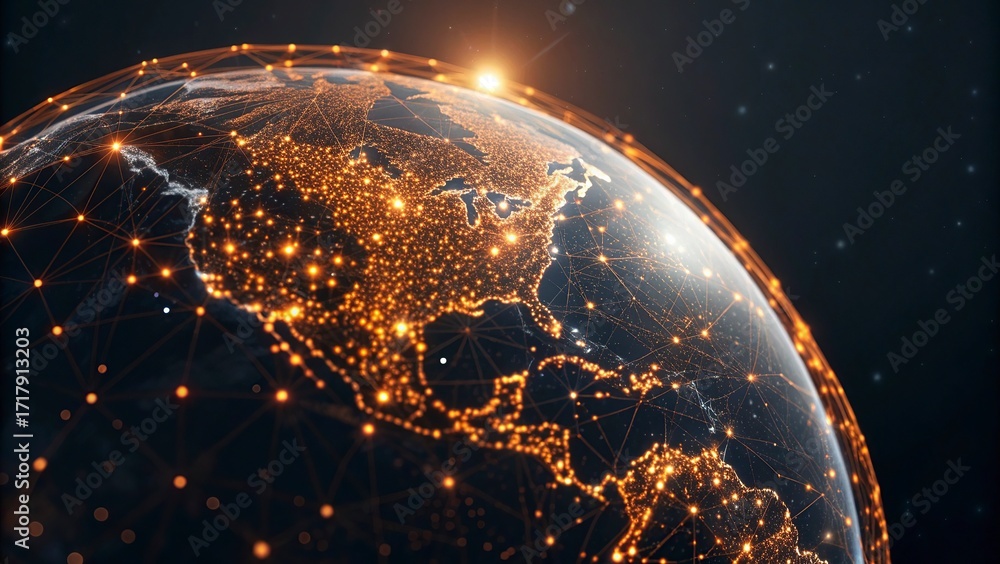 Fototapete global network connection over the world. internet photo best new concept of global business.world m