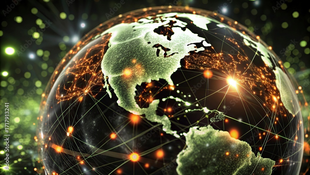 Fototapete global network connection over the world. internet photo best new concept of global business.world m