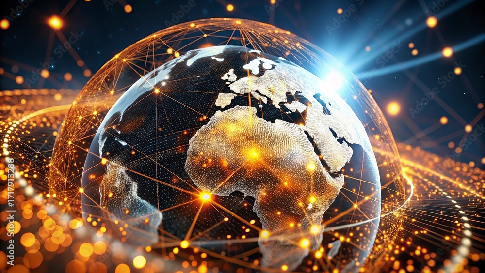 Fototapete global network connection over the world. internet photo best new concept of global business.world m