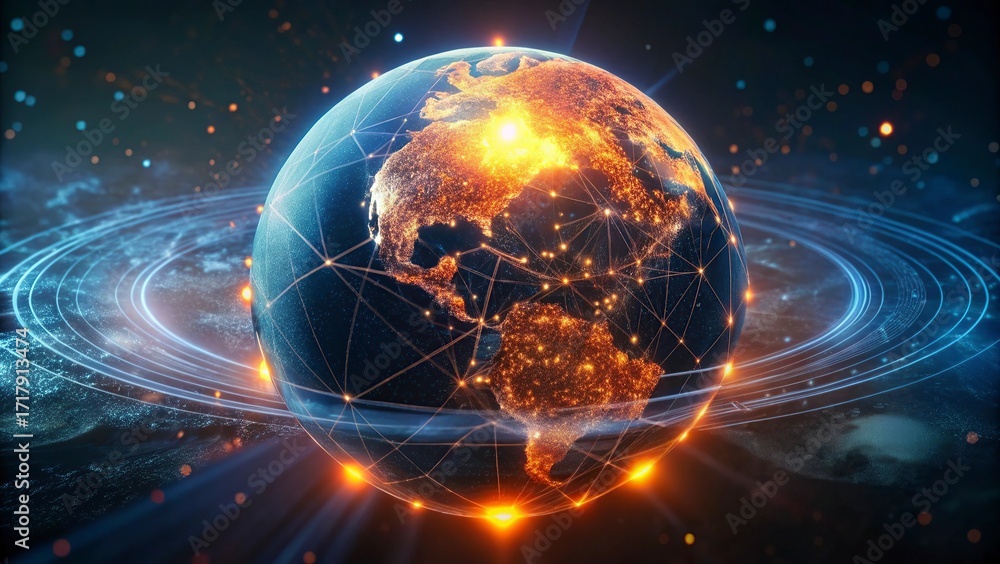 Fototapete global network connection over the world. internet photo best new concept of global business.world m
