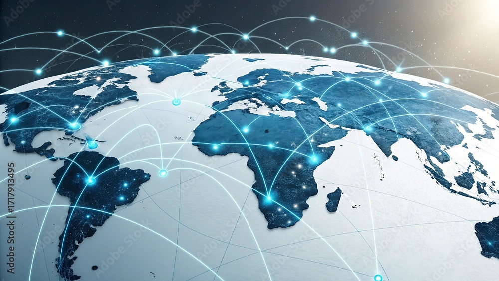 Fototapete global network connection over the world. internet photo best new concept of global business.world m