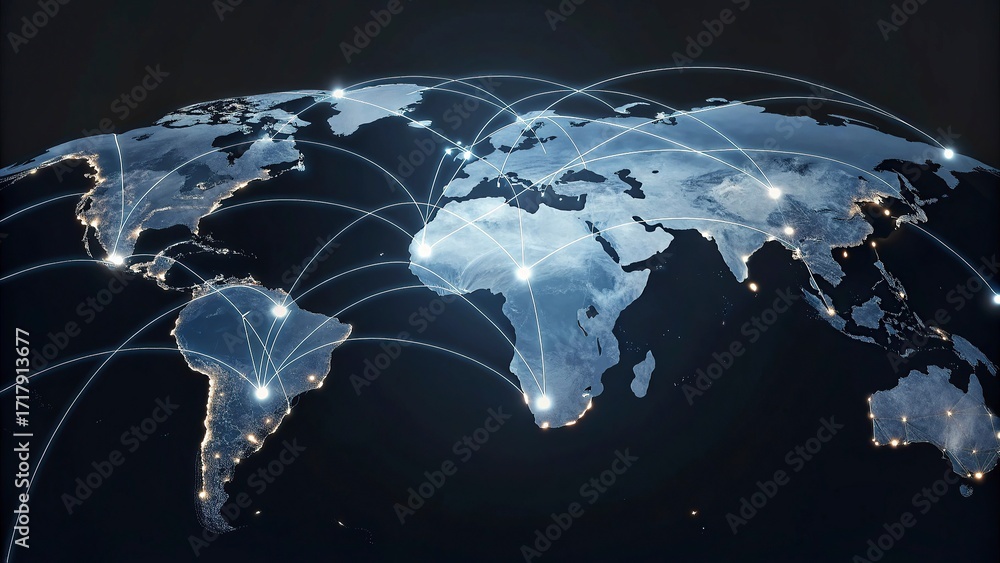 Fototapete global network connection over the world. internet photo best new concept of global business.world m
