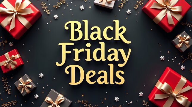 A festive Black Friday flyer that combines holiday spirit with shopping excitement. The product images and subtle holiday elements create a joyful, celebratory mood for shoppers.