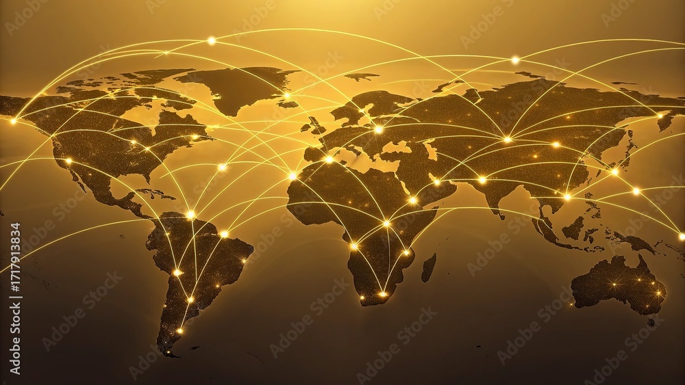 Fototapete global network connection over the world. internet photo best new concept of global business.world m